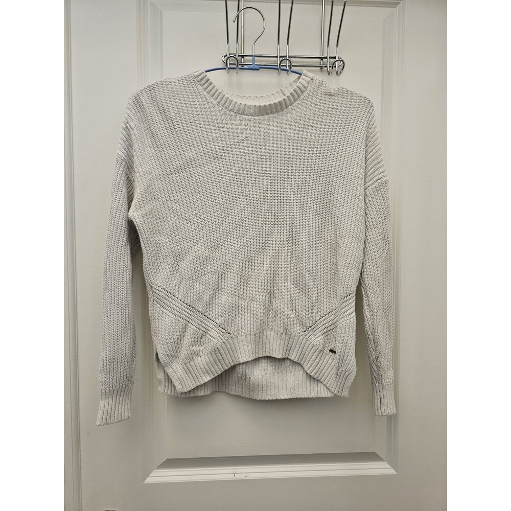 Hollister Womens Sweater Size XS Cream White Ribbed Knit High Low Cropped